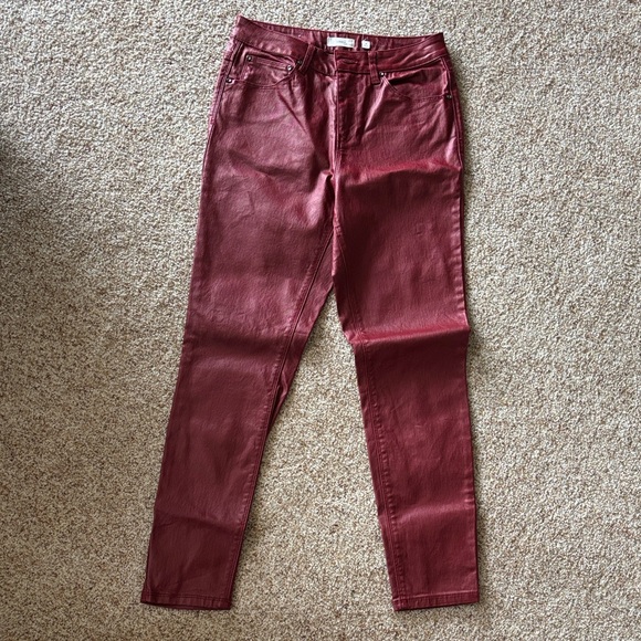 A loves a Red/maroon/burgundy pleather denim pants/jeans - Picture 1 of 7